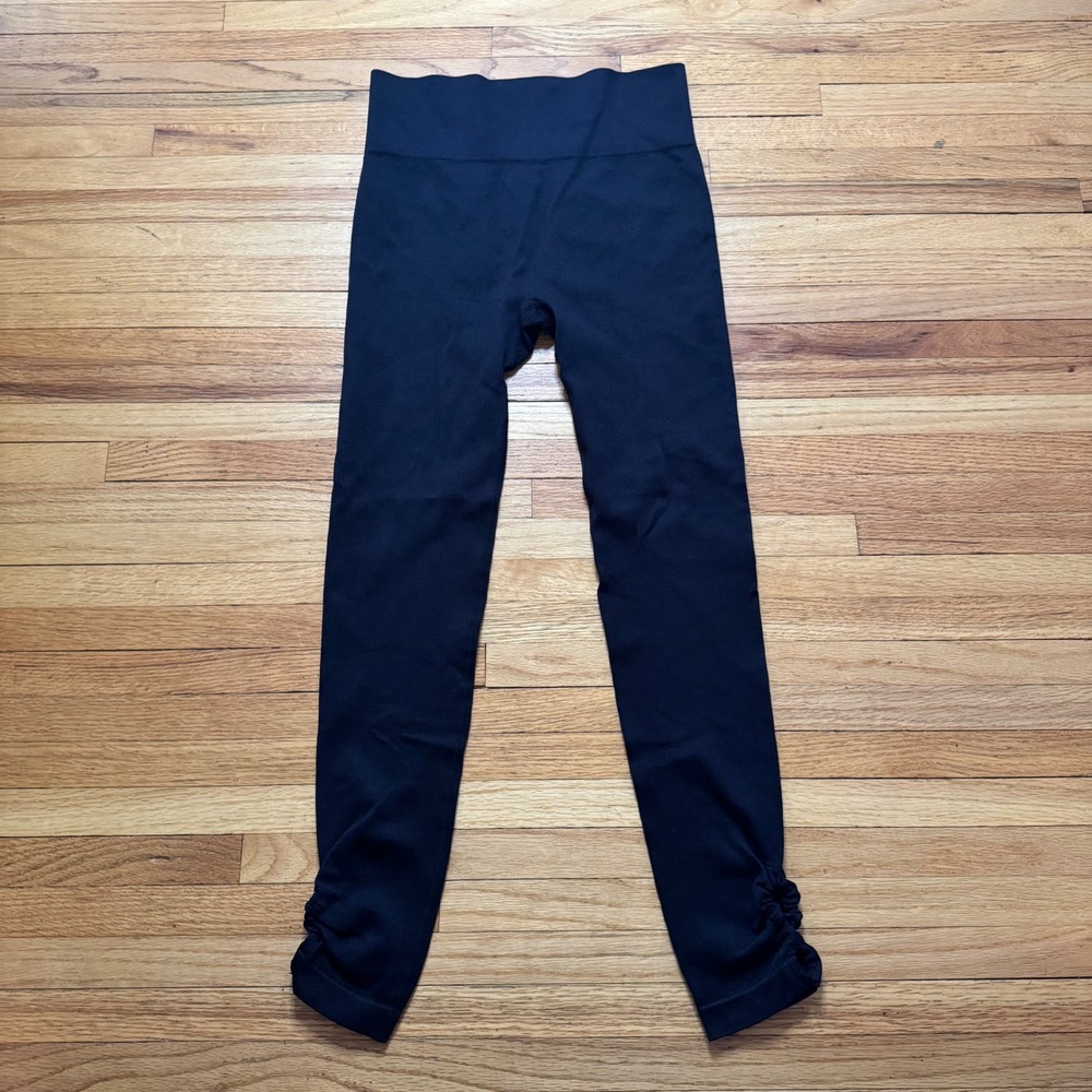 L*Space Work It Leggings Seamless Active Black Ribbed Ruched Ankle Women's M/L